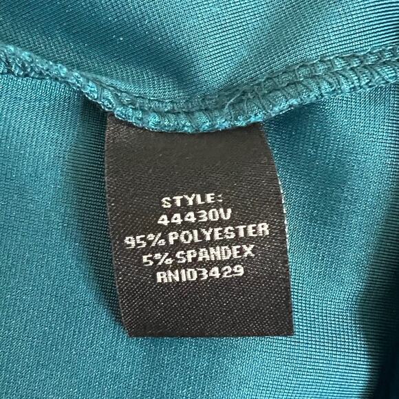 Intro Womens Tunic 2X Dark Teal Velvet Split Neck Long Sleeve Stretch Jewel Tone - Picture 6 of 8